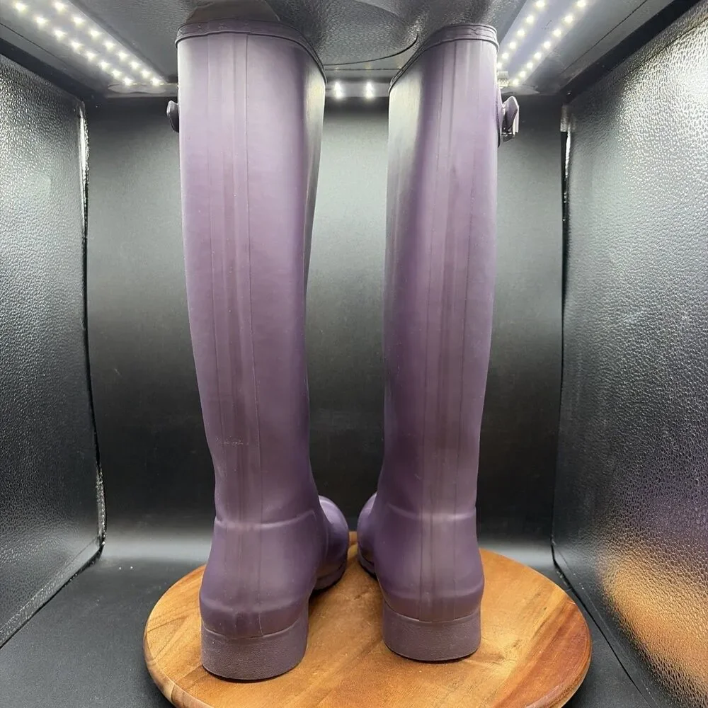 HUNTER Original Tour Womens Size 8 Boots Tall Purple Shoes